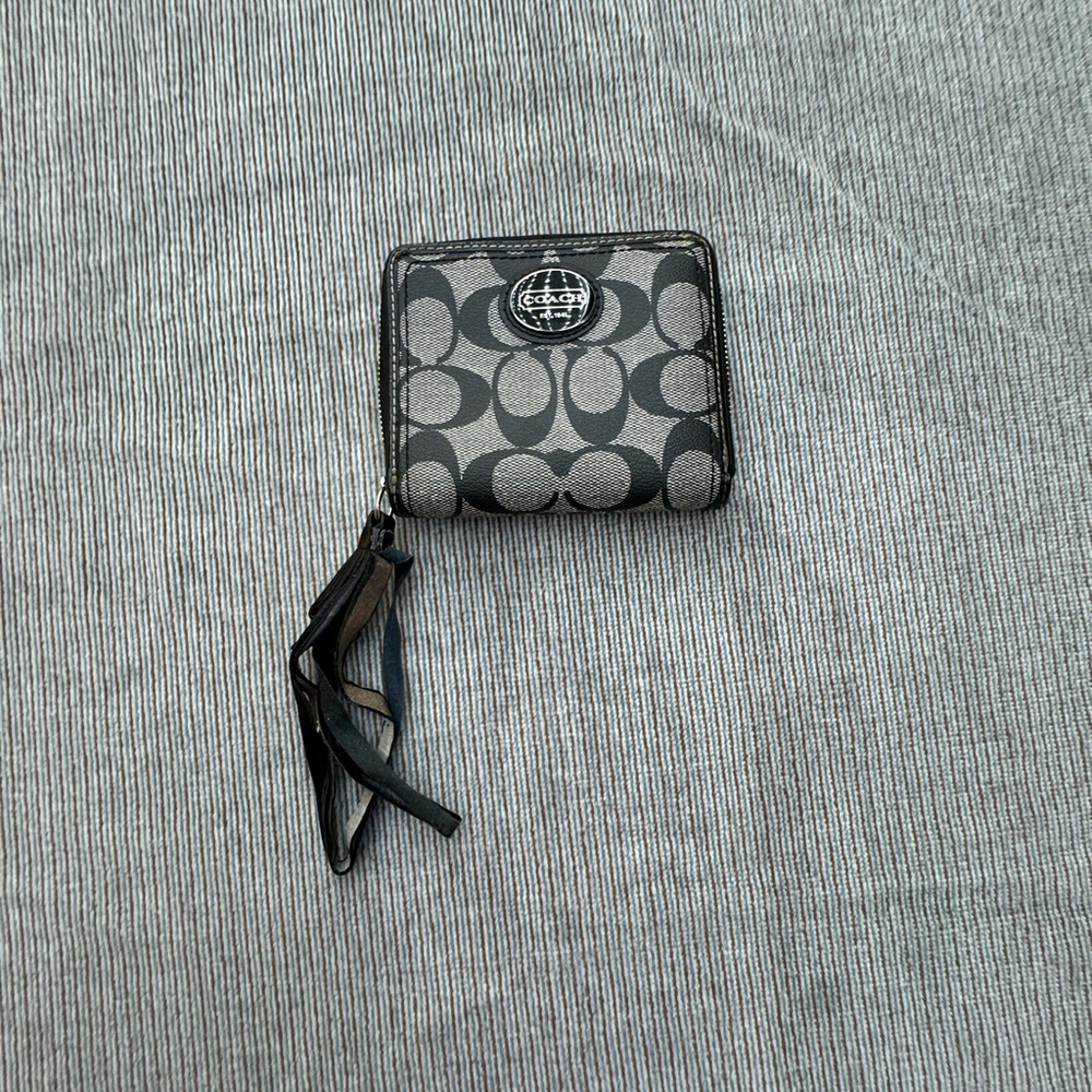 Coach Signature Black and Gray Wallet